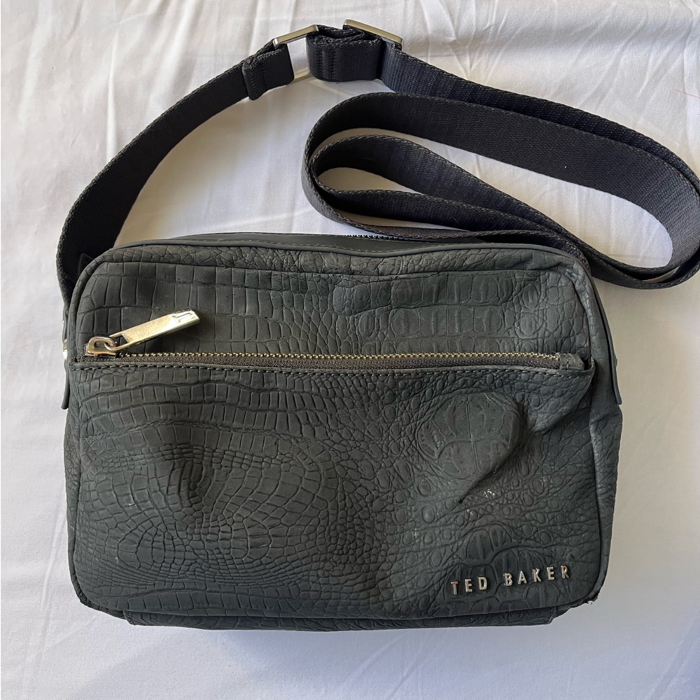 Ted Baker Croc Embossed Black Crossbody Bag